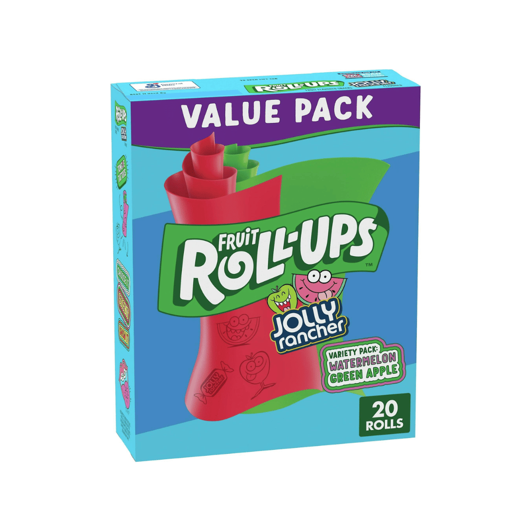 Fruit Roll Ups Jolly Rancher Green Apple & Watermelon (20 rolls) Eli's